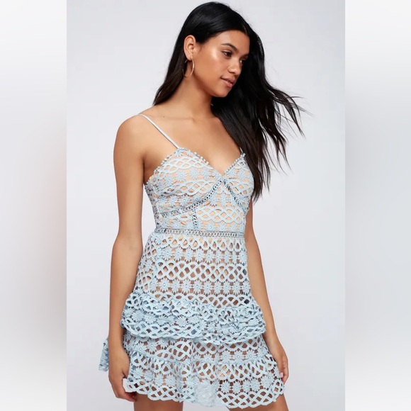 Lulus Dresses & Skirts - Lulus Cocktail Light Blue Lace Dress
